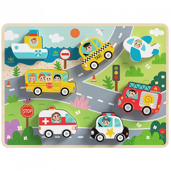Puzzle en bois Montessori ville