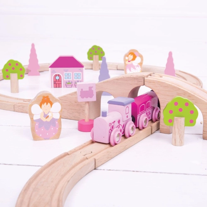 Bigjigs Rail Circuit de train en bois en huit pour princesses 35 pièces
