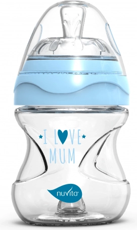 Biberon en verre Nuvita bleu 140 ml