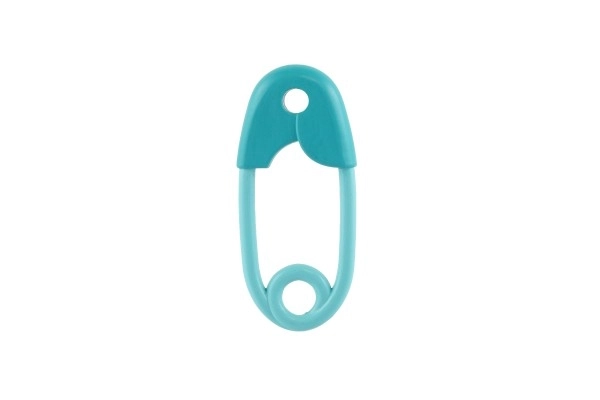Hochet épingle plastique 12cm turquoise 12x19cm en sachet 0+