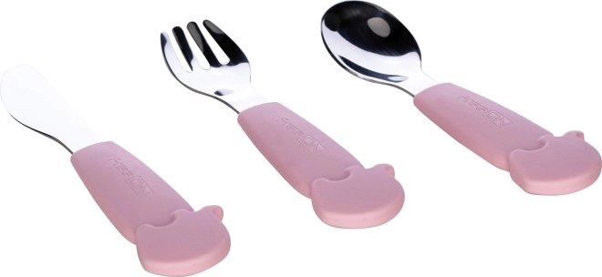 FreeON Set de couverts pour enfants en acier inoxydable, couleur rose