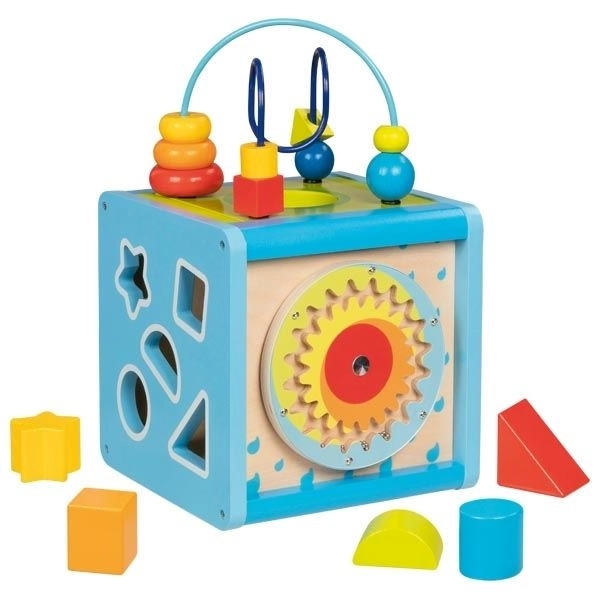Cube en bois motorique pour enfants 5 en 1