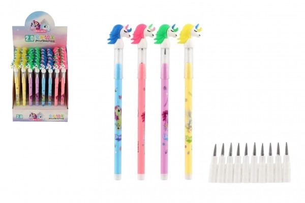Stylo ordinaire licorne en plastique avec pointes interchangeables 10 pièces 4 couleurs