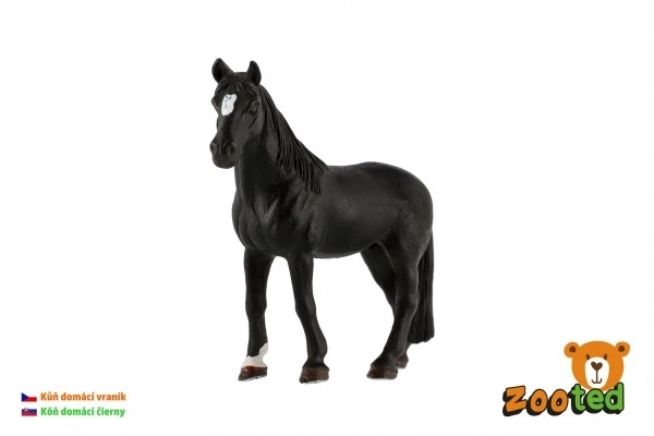 Cheval domestique en plastique noir Zooted 13cm dans un sac