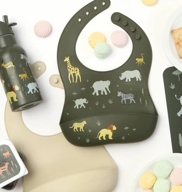 Bavoirs en silicone pour enfants avec motif de papillons – Animaux de la savane
