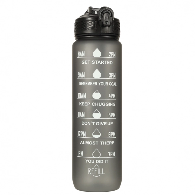 Bouteille d'eau avec paille et motivation 1l noir