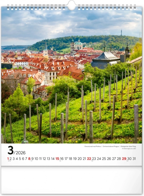 Calendrier mural Prague 2026