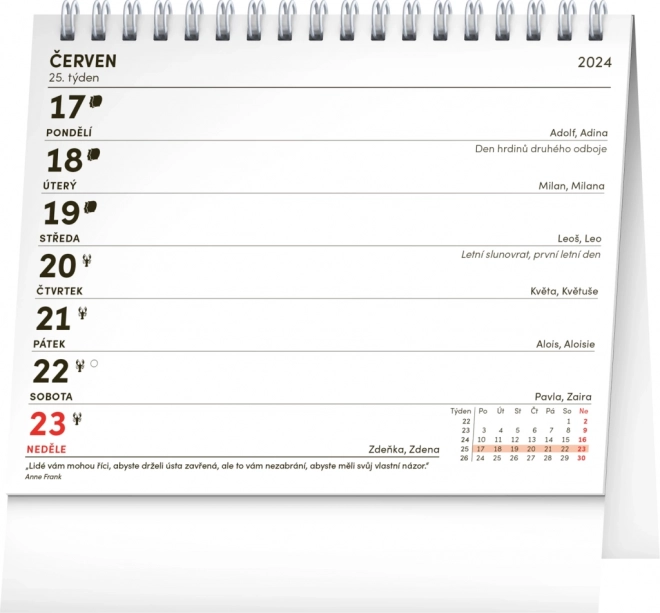 Calendrier de bureau Tournesol, avec citations 2024, 16,5 × 13 cm