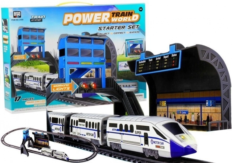 Set de train à piles avec gare, 244 cm