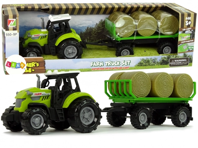 Tracteur avec remorque Ballots de foin Son Vert