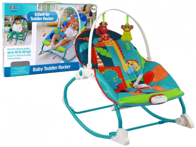 Transat à bascule pour enfants 2en1 avec vibrations et motifs de dinosaures