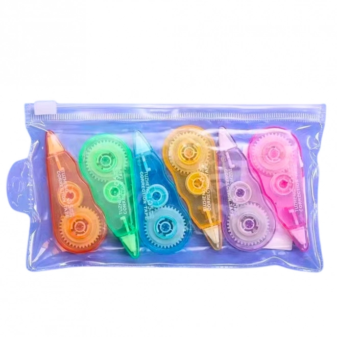 Ensemble de rubans correcteurs colorés avec étui à fermeture éclair 6 pcs