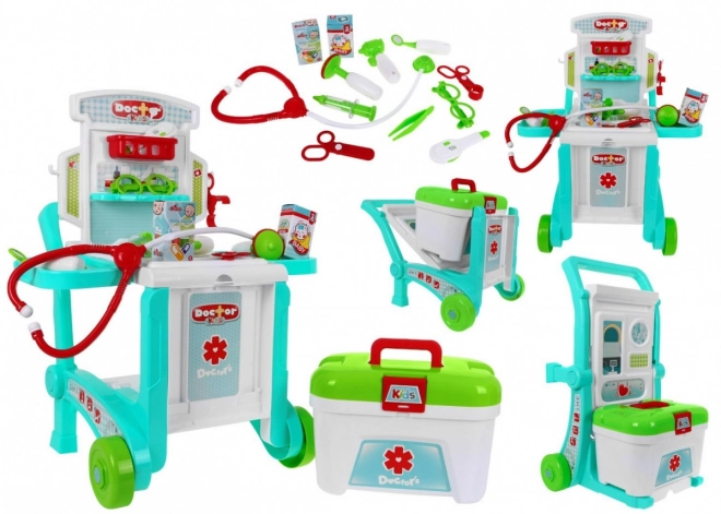 Cabinet médical portable pour enfants 3+ Valise + table + 2 types de chariots + accessoires