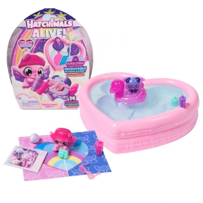 Animaux Hatchimals à la fête de la piscine