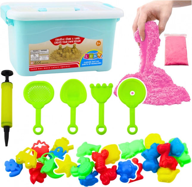 Ensemble de sable magique rose 3kg avec accessoires