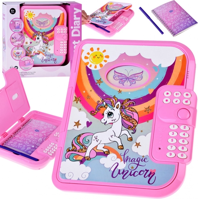 Journal secret interactif codé 2‑en‑1 licorne magique