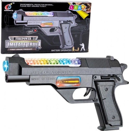 Pistolet jouet à piles avec lumières et sons 24 cm