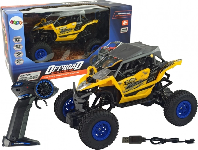 Voiture RC tout-terrain télécommandée jaune 1:16