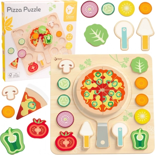 CLASSIC WORLD Pizza en bois à découper, puzzle 22 pièces