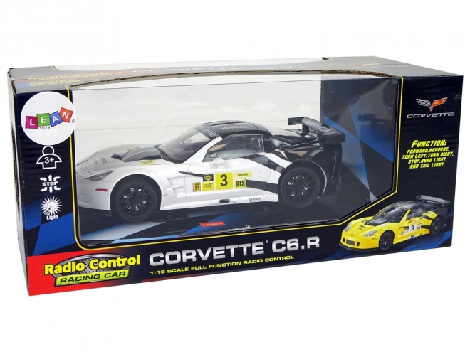 Voiture de sport R/C 1:18 Corvette C6.R Blanche 2.4 G Lumières