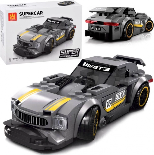 Kit de construction technique voiture de sport argentée 174 pièces avec autocollants