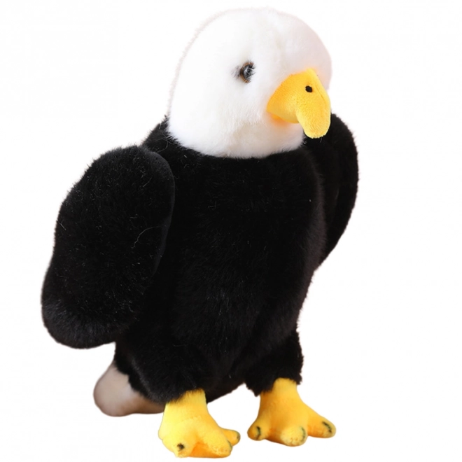 Aigle en peluche noir et blanc 25 cm