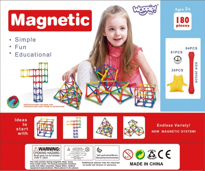 Blocs de construction magnétiques Woopie Puzzle créatif 180 pcs