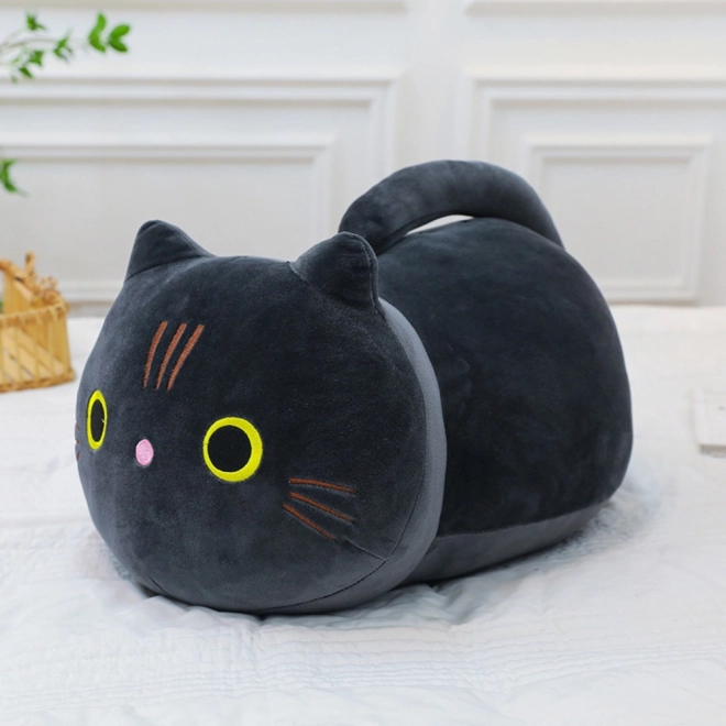 Chat noir en peluche avec longue queue 40cm