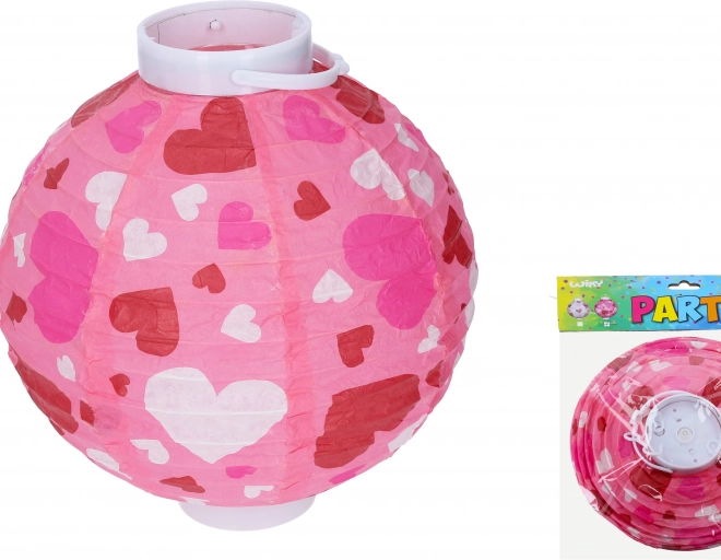 Lampion boule 20 cm à piles avec motif de cœurs