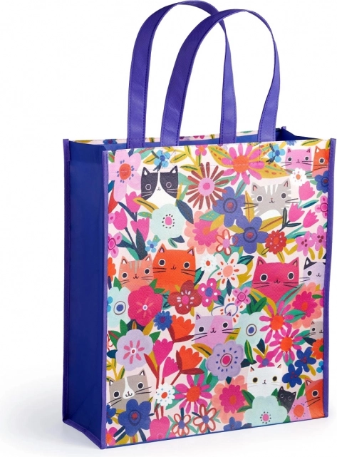 Sac de courses réutilisable Chats parmi les fleurs