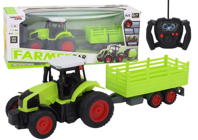 Tracteur RC télécommandé avec remorque 1:16 vert