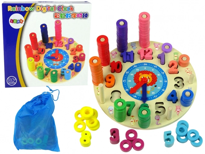 Horloge pédagogique en bois pour enfants Couleurs Formes Apprenez à compter