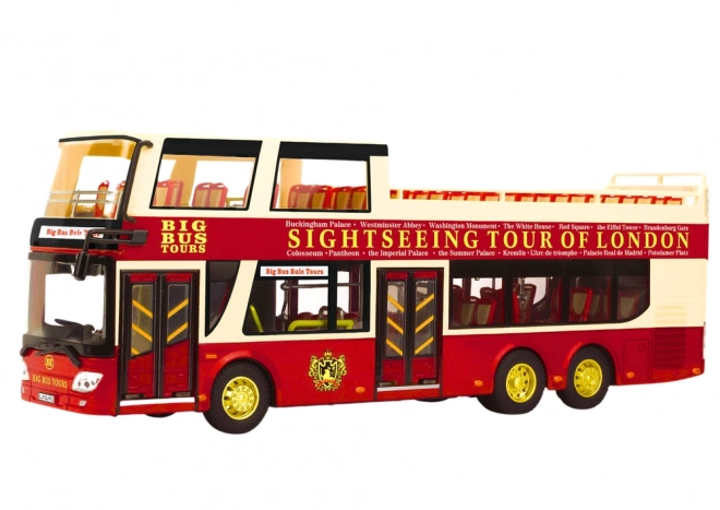 Autobus d'excursion à deux étages 1:42 Lumières Métalliques Rouge