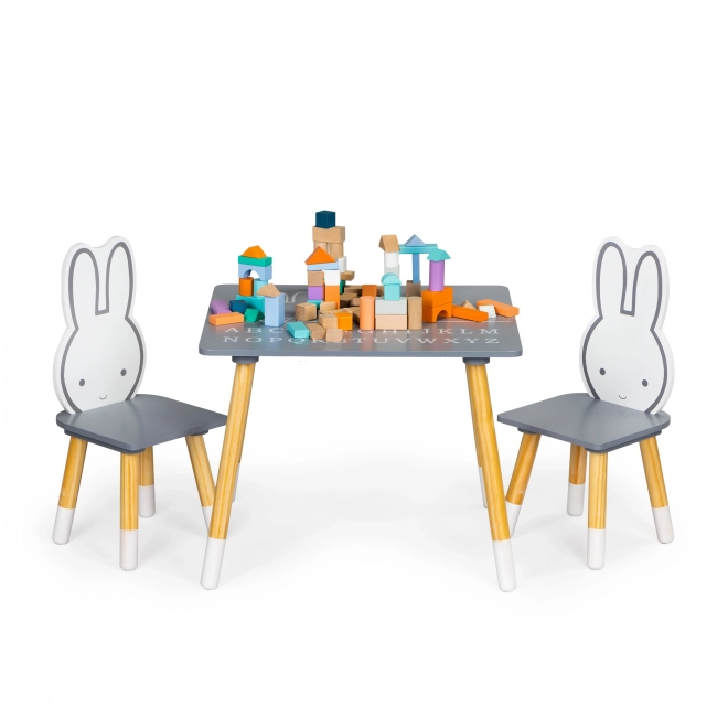 Table et chaise enfants avec motif lapin, ensemble de meubles Ecotoys
