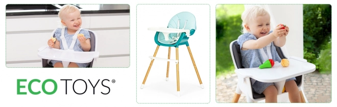Chaise haute 2 en 1 Ecotoys turquoise