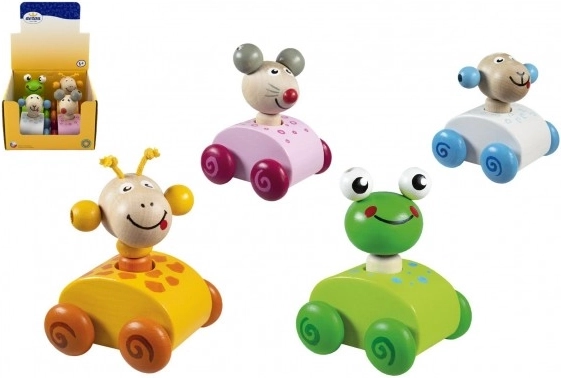 Voiture en bois à sifflet avec animaux pour enfants 12 mois+