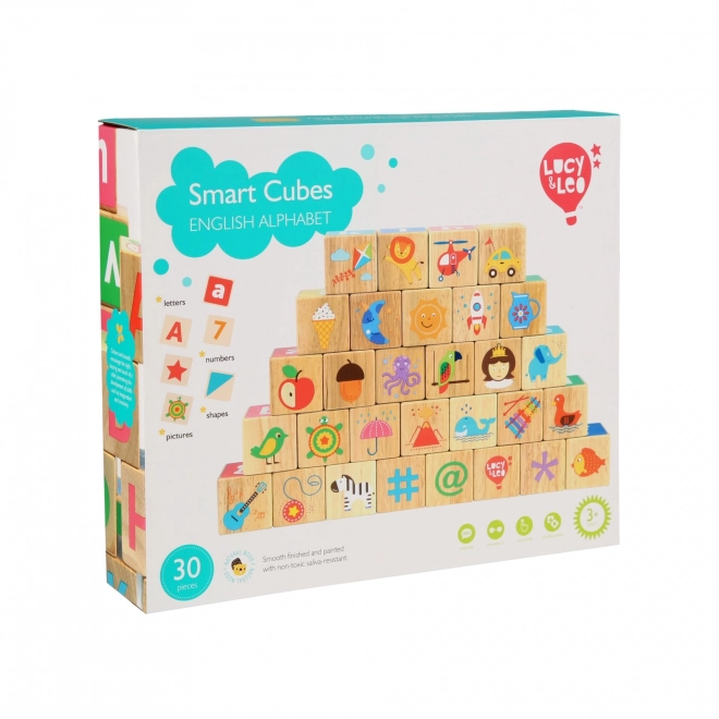 Cubes Intelligents de Lucy&Leo – Ensemble en bois pour l'apprentissage de l'alphabet anglais