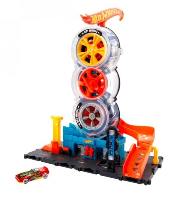 Garage Hot Wheels avec pistes de course