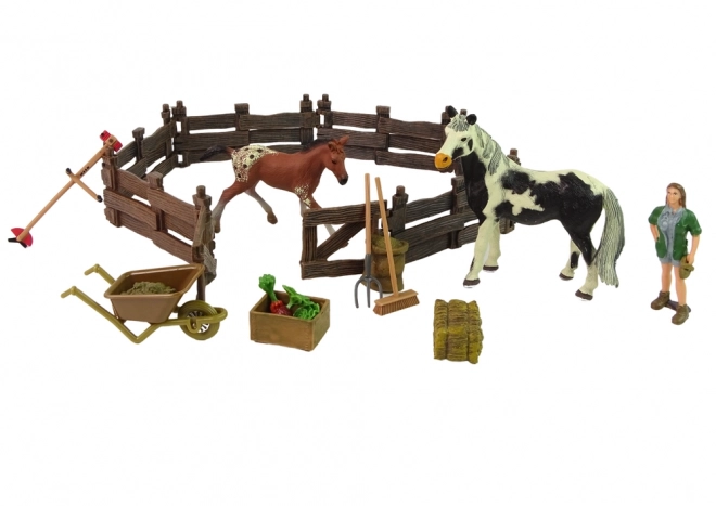 Kit de construction en bois Ferme avec chevaux
