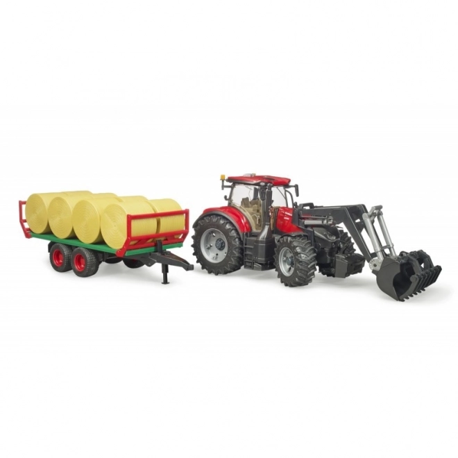 Tracteur Bruder Case IH Optum 300 CVX avec chargeur frontal et transporteur à balles