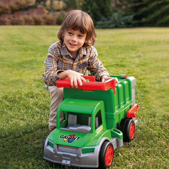 Camion poubelle fonctionnel Wader 65 cm vert avec conteneur en plastique