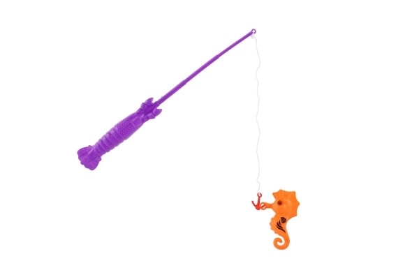 Jeu de poisson/pêcheur avec canne à pêche 26cm plastique 5 couleurs sur carte 15,5x49x2cm