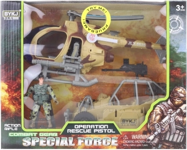 Coffret militaire avec hélicoptère et véhicule blindé à piles