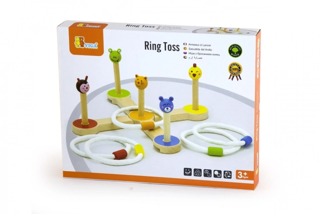 VIGA jeu en bois de lancer des anneaux sur des animaux
