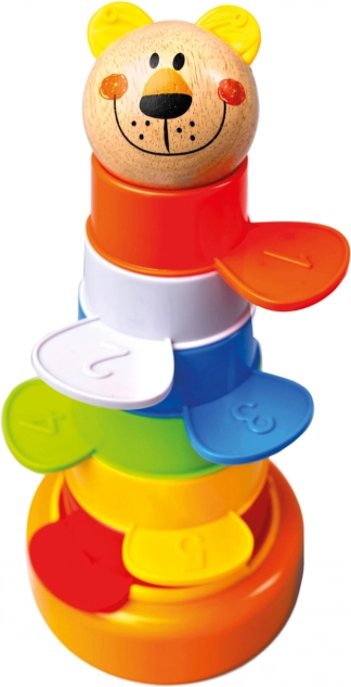 Bino tour colorée 2 en 1 – jouet éducatif empilable avec ourson