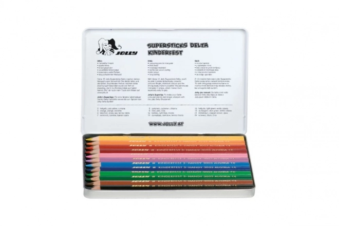 Crayons triangulaires Delta 12 couleurs en boîte métallique