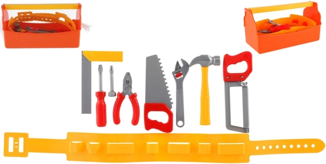 Set d’outils pour enfants dans une boîte en plastique avec ceinture, 9 pièces