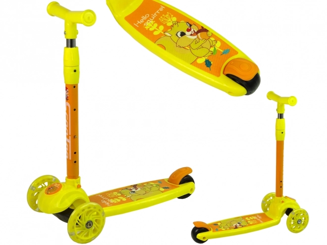 Trottinette d'équilibre Tricycle Roues Lumineuses Écureuil Jaune