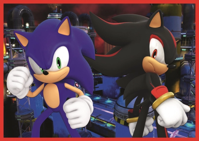 Puzzle 4en1 Sonic/Sonic Le Hérisson 28,5x20,5cm dans une boîte 28x28x6cm