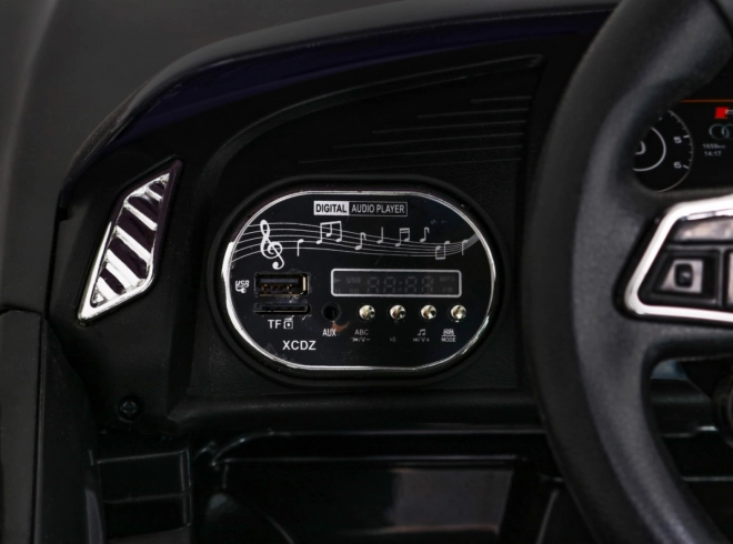 Audi R8 voiture électrique enfant noire avec télécommande, roues EVA, démarrage lent et MP3 LED